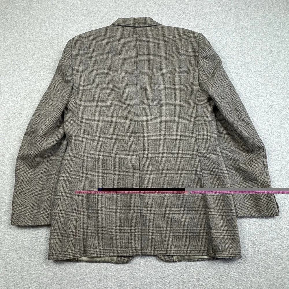 VTG Oscar de la Renta Glen Plaid Blazer 40R‎ Sport Coat Union Made In USA Wool